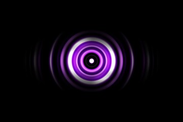 Sound waves oscillating purple light with circle spin abstract background