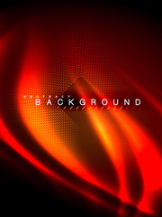 Neon glowing wave, magic energy and light motion background. Vector illustration