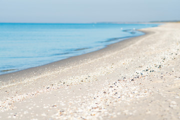 Fototapeta na wymiar Deserted beach stretching to the horizon