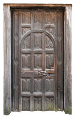 Old Medieval Wood Door with lots of none figurative gravures