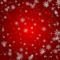 Christmas snowflake with night star light and snow fall abstract bakcground vector illustration eps10