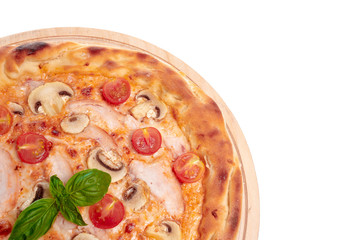 Tasty pizza is isolated on white background