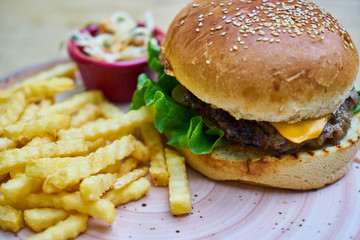 Delicious Hamburger on the Table