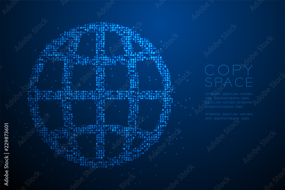 Aufkleber abstract geometric bokeh circle dot pixel pattern network icon shape, concept design blue color illu