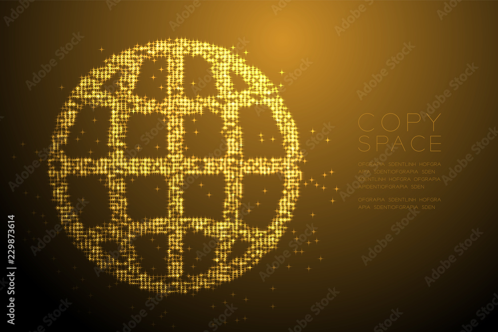 Aufkleber abstract shiny bokeh star pattern network icon shape, concept design gold color illustration isolate