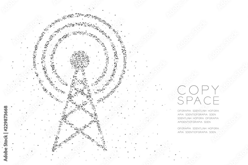 Aufkleber abstract geometric low polygon square box pixel and triangle pattern antenna tower shape, broadcast 