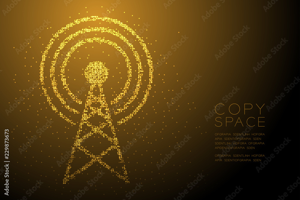 Aufkleber abstract geometric bokeh circle dot pixel pattern antenna tower shape, broadcast telecommunication c