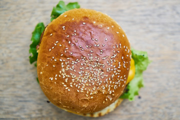 Delicious Hamburger on the Table