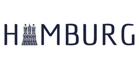 Travel template. Hamburg city name text and element from coat of arms