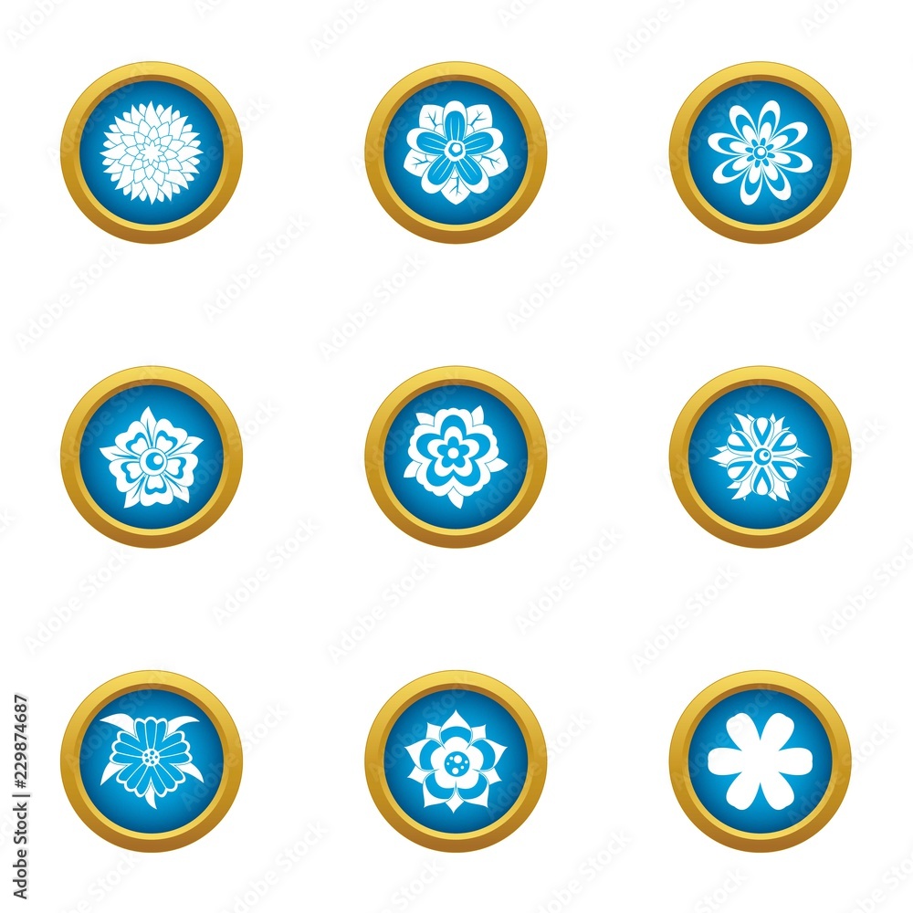 Poster flower pattern icons set. flat set of 9 flower pattern vector icons for web isolated on white backgr