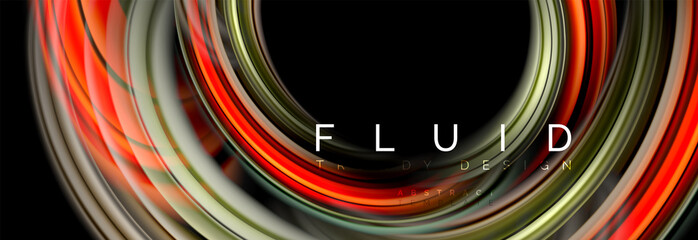 Mixing color waves on black, liquid flowing shapes