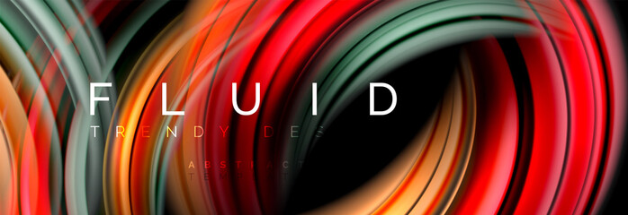 Mixing color waves on black, liquid flowing shapes