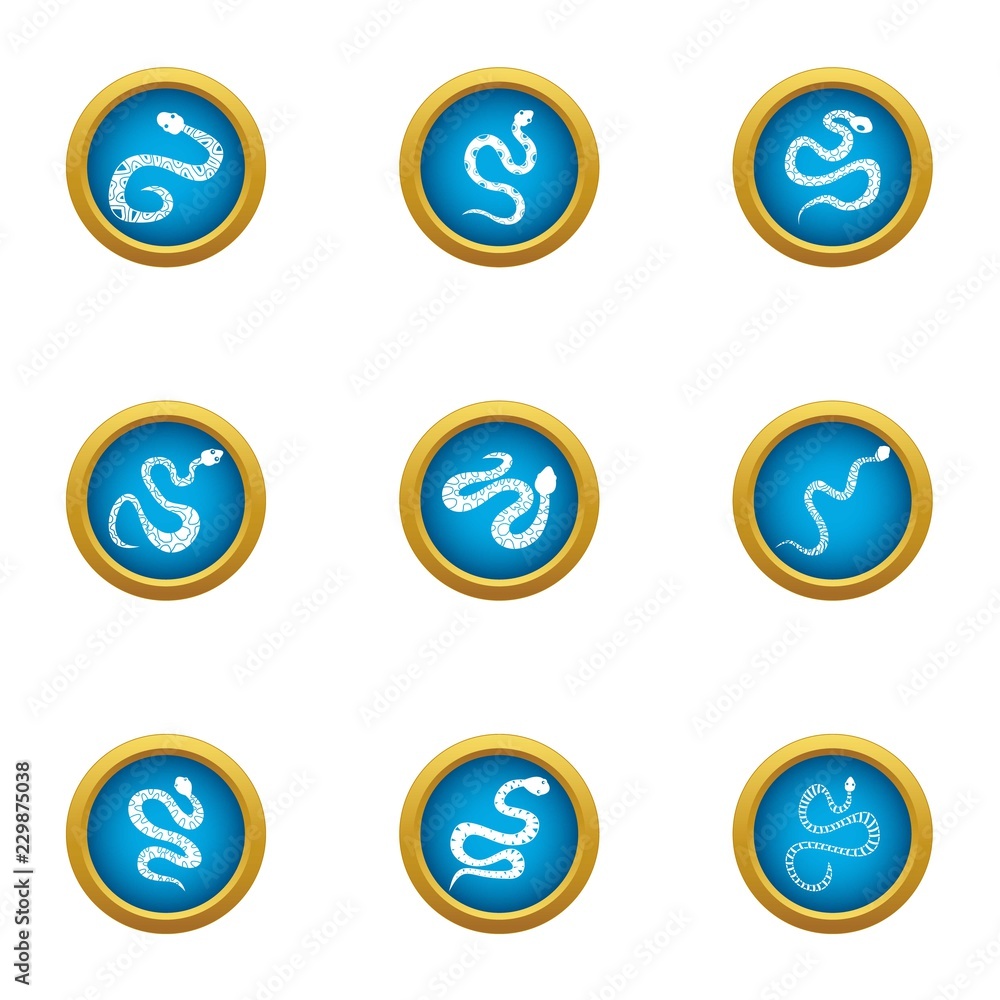 Aufkleber serpent icons set. flat set of 9 serpent vector icons for web isolated on white background