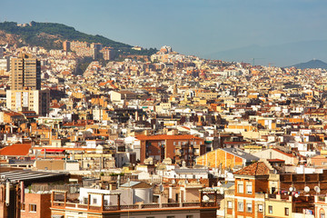 Fototapeta na wymiar Aerial view to Barcelona living quarters, urban background