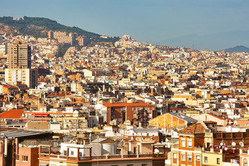Fototapeta premium Aerial view to Barcelona living quarters, urban background