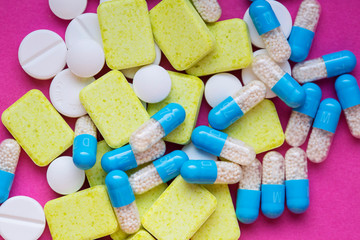 Pharmaceutical pills and capsules background