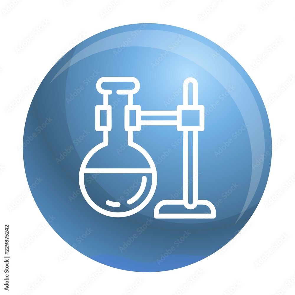 Poster round flask on stand icon. outline round flask on stand vector icon for web design isolated on white