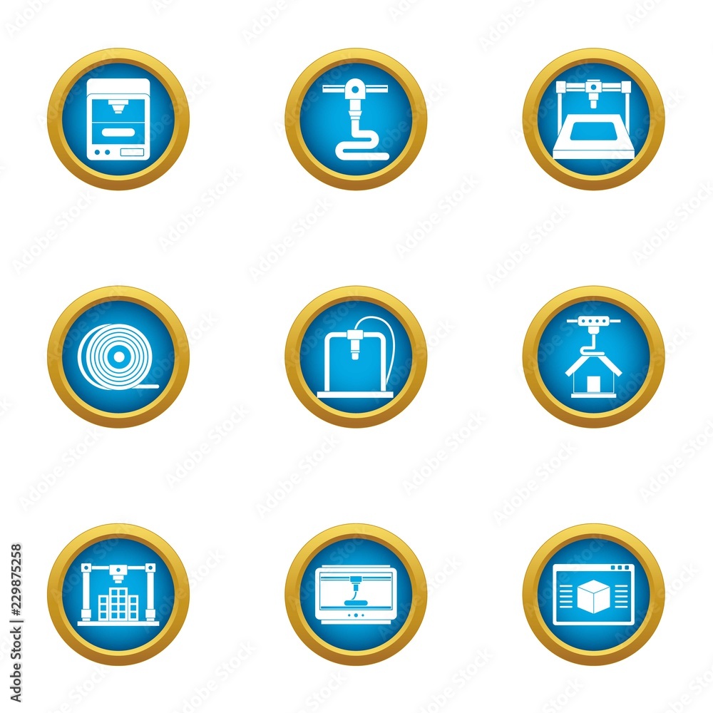 Poster tubular production icons set. flat set of 9 tubular production vector icons for web isolated on whit