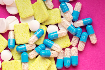 Pharmaceutical pills and capsules background