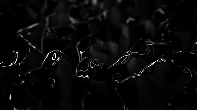 abstract movement of the dark, mystery substance or liquid background. Abstract background with rotating objects in dark liquid.