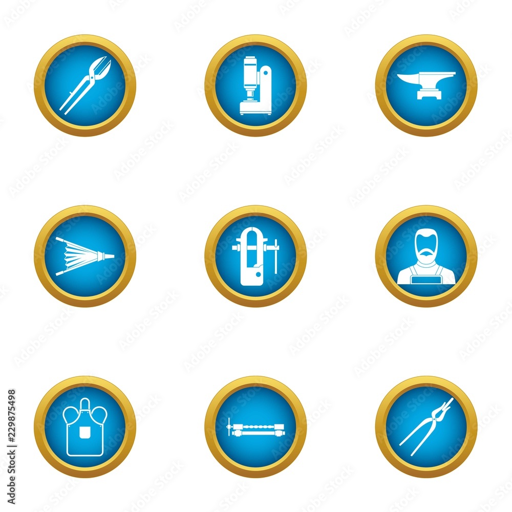 Poster anvil icons set. flat set of 9 anvil vector icons for web isolated on white background