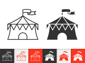 Circus tent simple black line vector icon