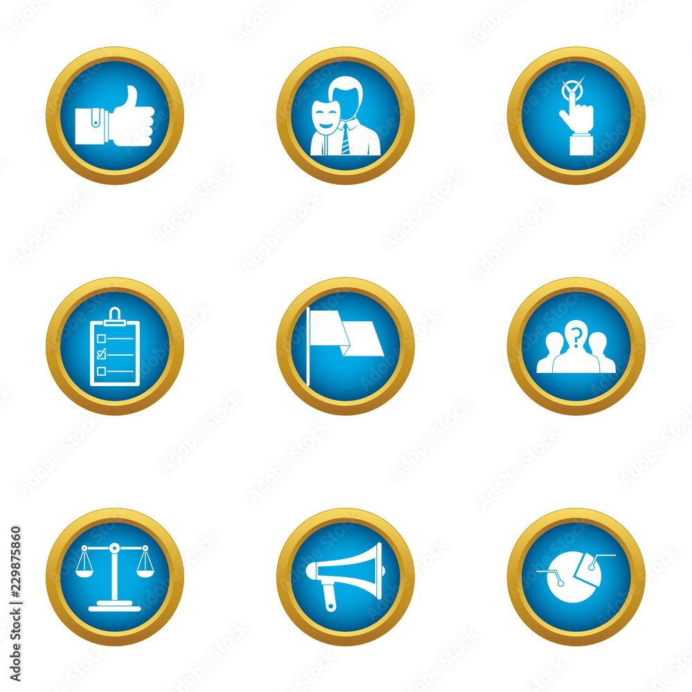 Poster hypocrite icons set. flat set of 9 hypocrite vector icons for web isolated on white background
