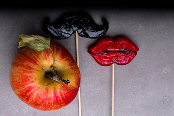 black mustache image Adam, Eve and the forbidden apple.