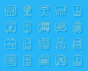 Hvac simple paper cut icons vector set