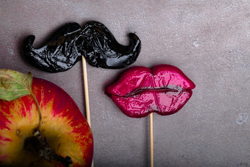 black mustache image Adam, Eve and the forbidden apple.