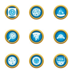 Pizza parlor icons set. Flat set of 9 pizza parlor vector icons for web isolated on white background