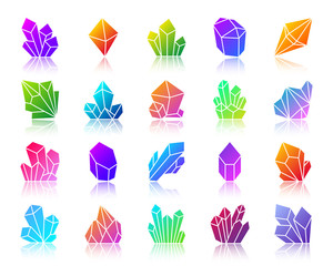 Crystal simple gradient icons vector set
