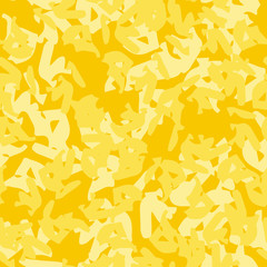UFO military camouflage seamless pattern in different shades of yellow color