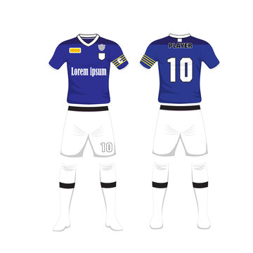 Uniform of football sport design template. Sport uniform in front and back view.