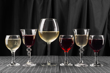 Many glasses of different wine
