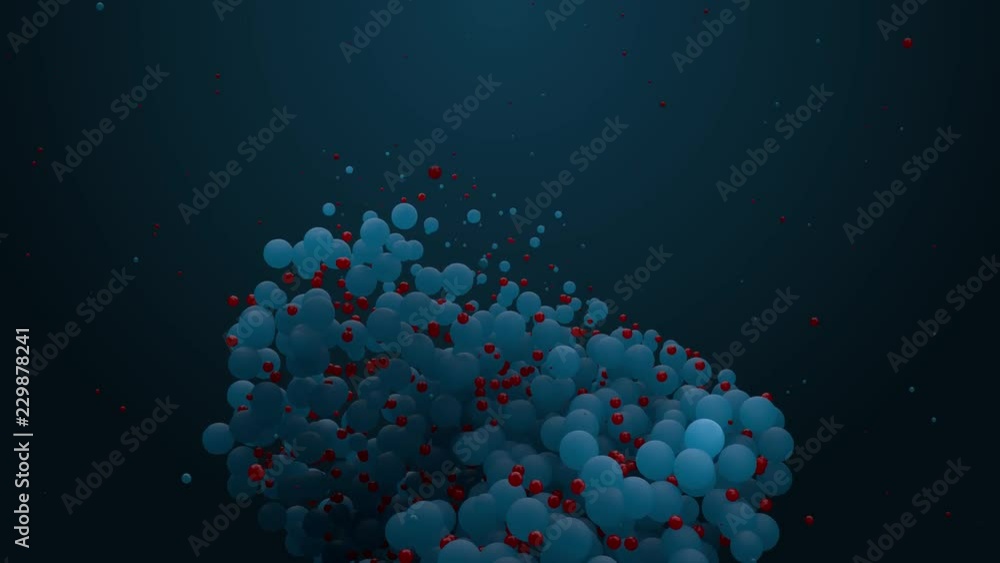 Poster 3d render background with abstract organic structure. molecule made of spheres with random scale.