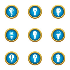 Electron tube icons set. Flat set of 9 electron tube vector icons for web isolated on white background