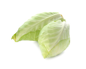 Fresh pointed cabbages on white background
