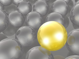 Yellow and grey spheres