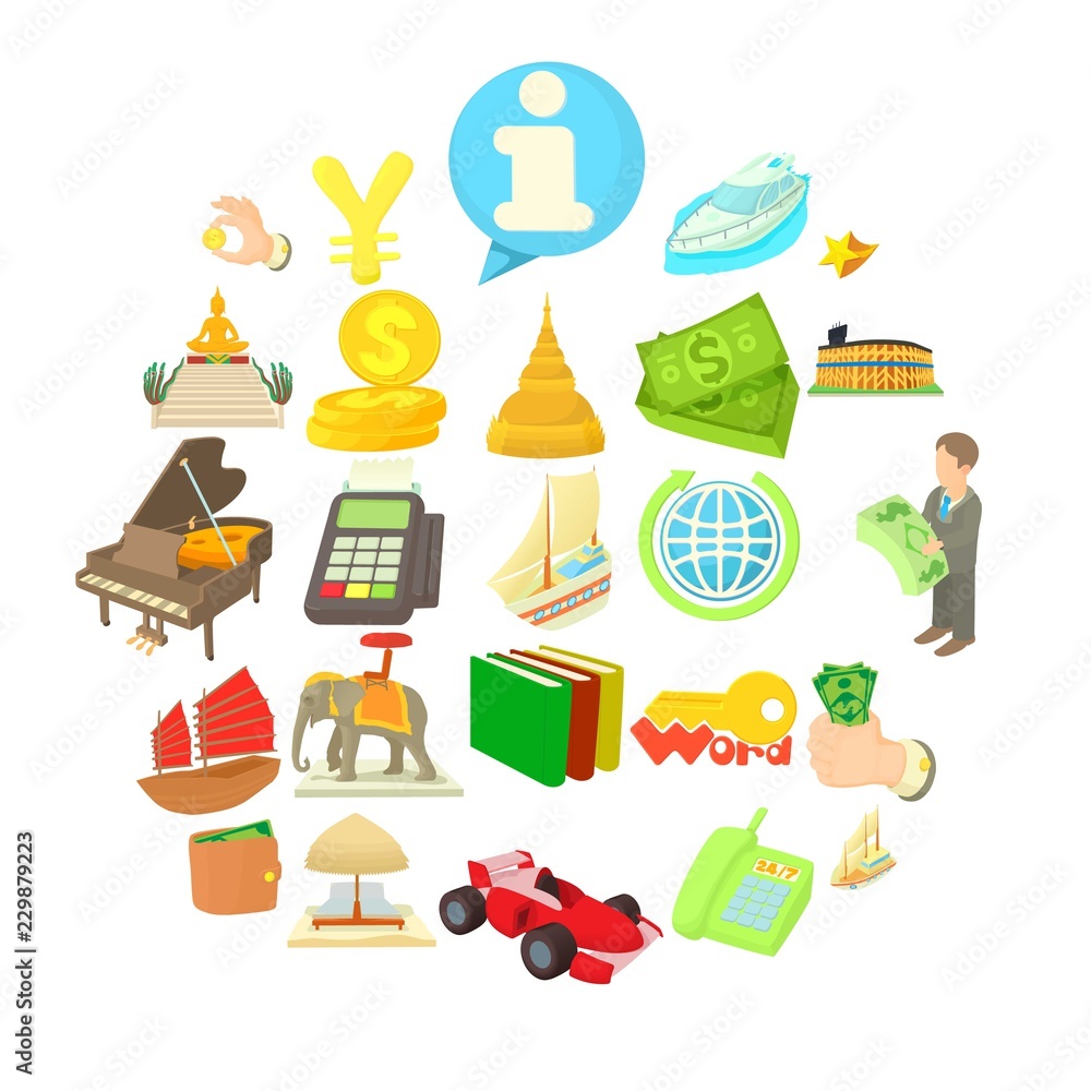 Poster dismal science icons set. cartoon set of 25 dismal science vector icons for web isolated on white ba
