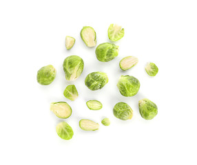 Fresh brussels sprouts on white background