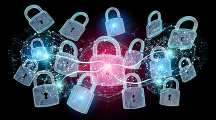Web security protection background 3D rendering