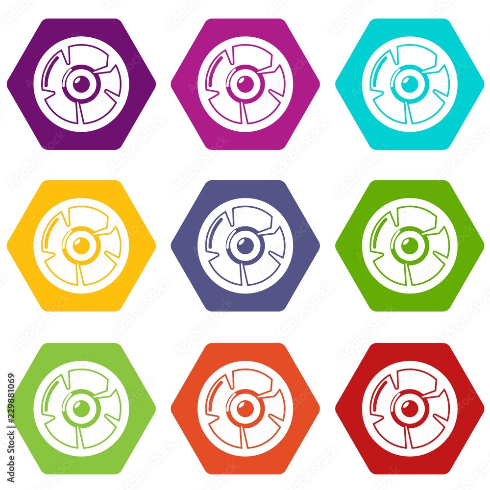 Aufkleber log icons 9 set coloful isolated on white for web