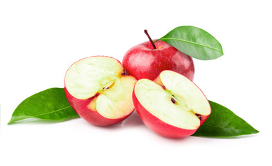 Red apple whole pieces isolated on white background