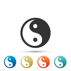 Yin Yang symbol of harmony and balance icon isolated on white background. Set elements in colored icons. Flat design. Vector Illustration