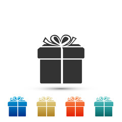 Gift box icon isolated on white background. Set elements in colored icons. Flat design. Vector Illustration