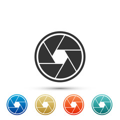 Camera shutter icon isolated on white background. Set elements in colored icons. Flat design. Vector Illustration