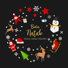 Italian Christmas and Happy New Year greeting card