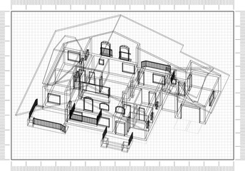 House 3D blueprint 