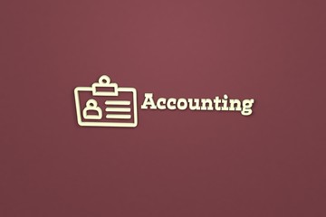 3D illustration of Accounting, light color and light text with brown background.